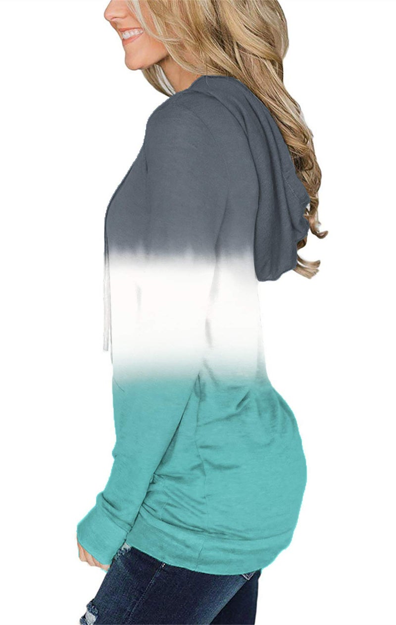 onlypuff Hoodies for Women Tie Dye Hooded Sweatshirts Trendy Teen Girls Fashion Fall Tunic Tops Dressy Shirt Green M - Image 3